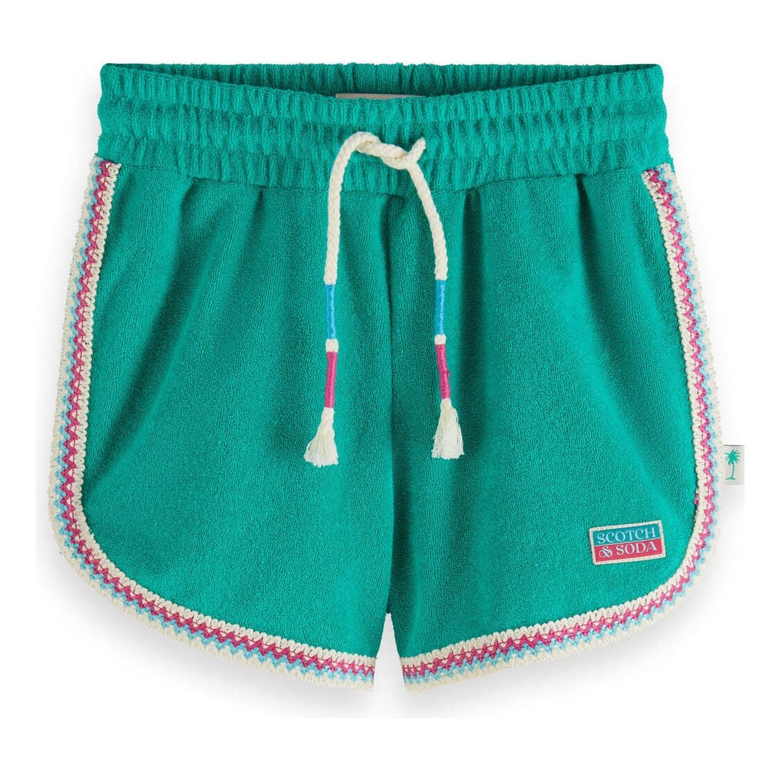 Contrast Hem Towelling Shorts - Ocean