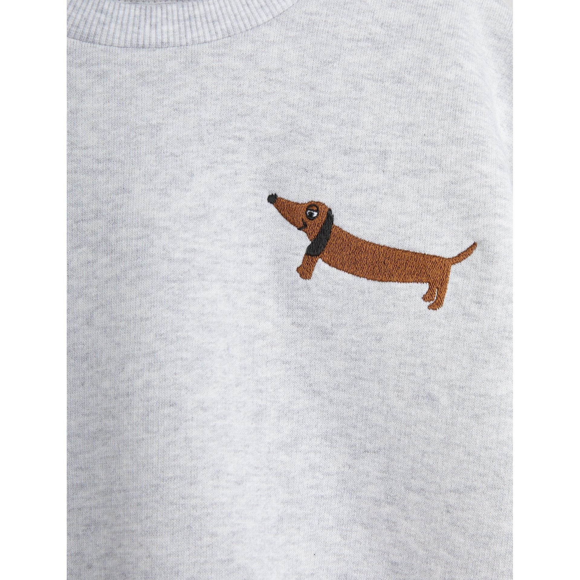 Dog Emb Sweatshirt - Grey Melange