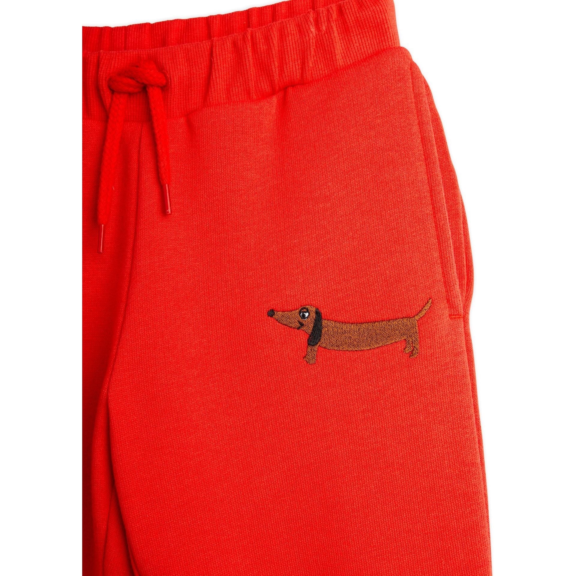 Dog Emb Sweatpants - Red