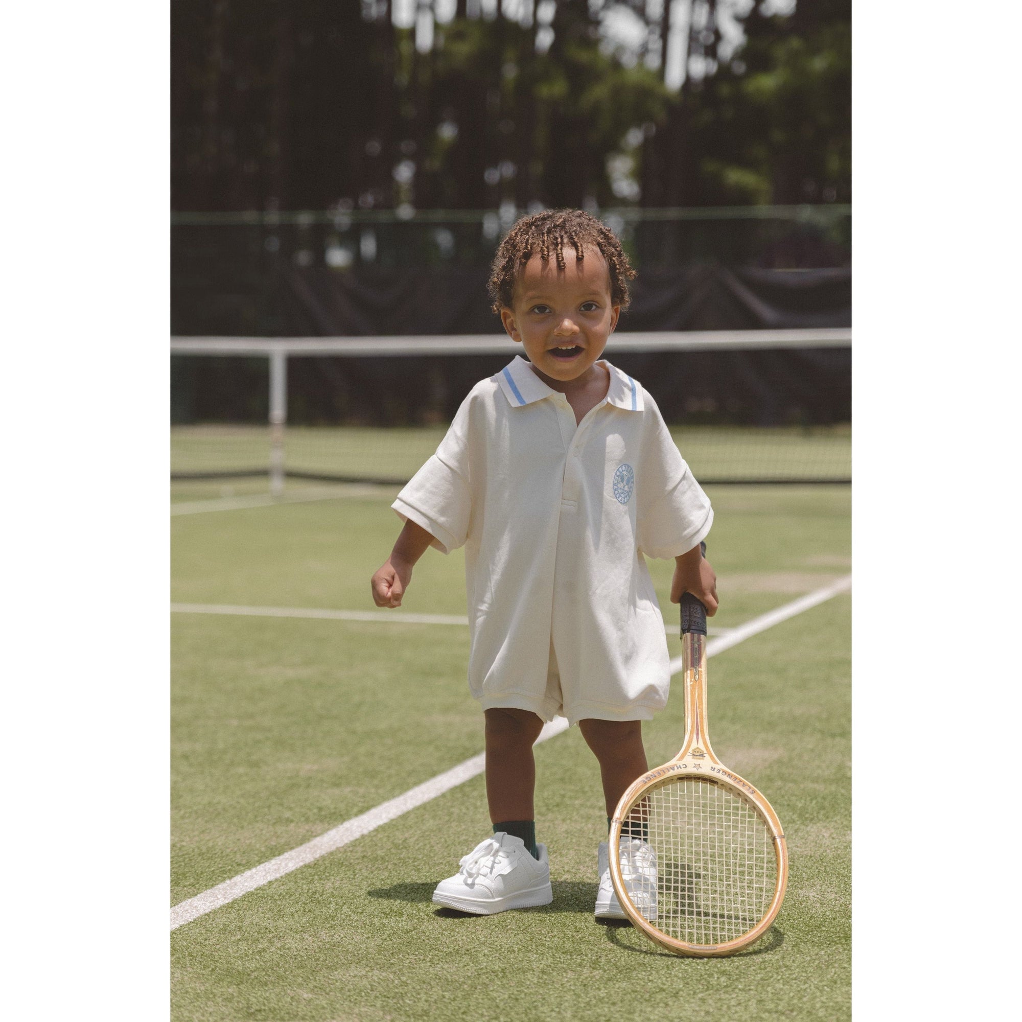 Polo Tshirt Romper - Baby Blue