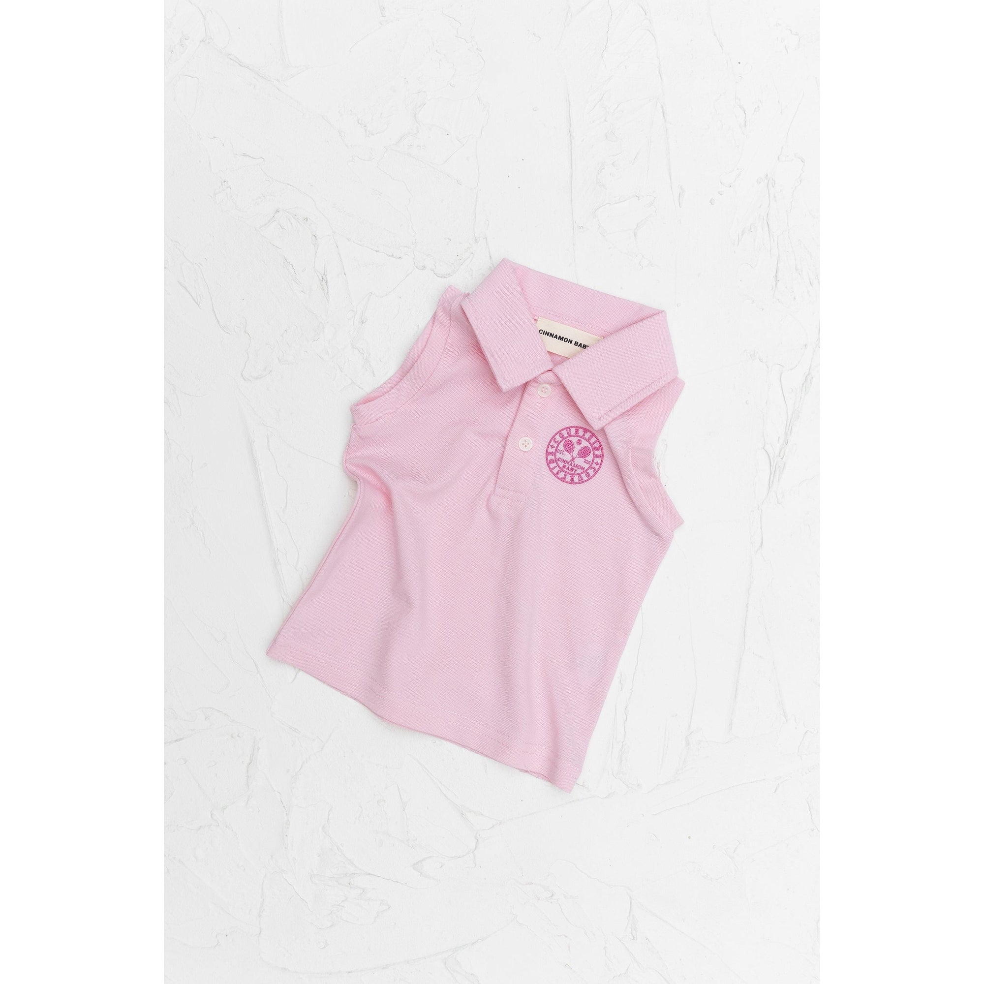 Sleeveless Polo Shirt - Baby Pink