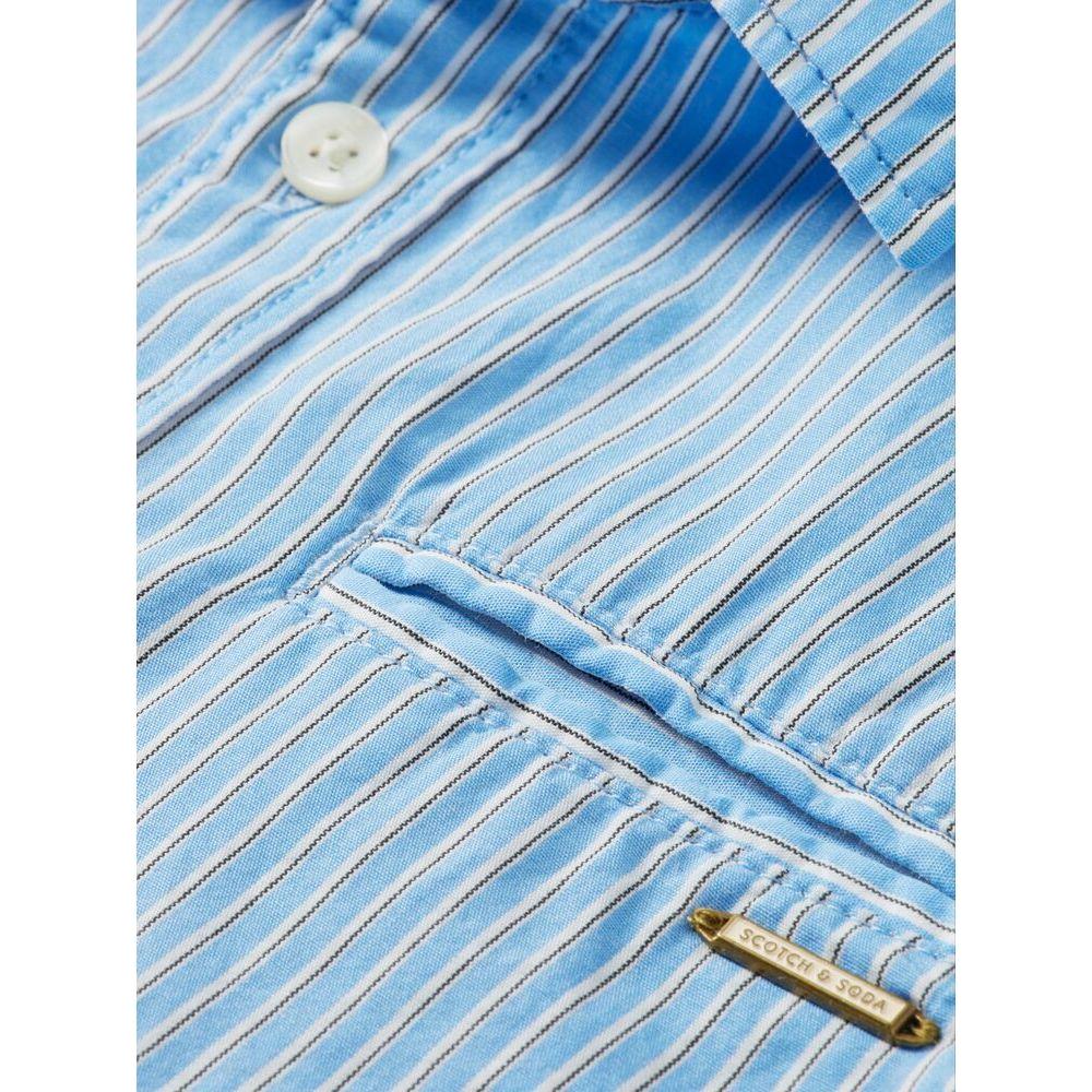 Organic Cotton Button-Down Shirt - Blue Stripe