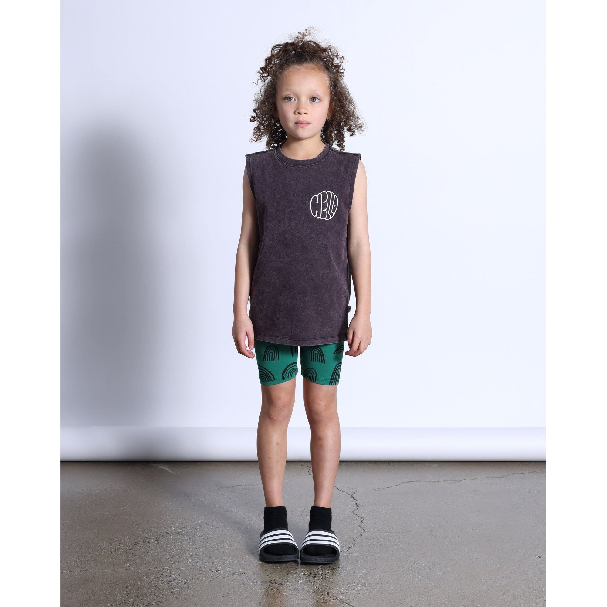 Bubble Greeting Sleeveless Tee- Black Wash