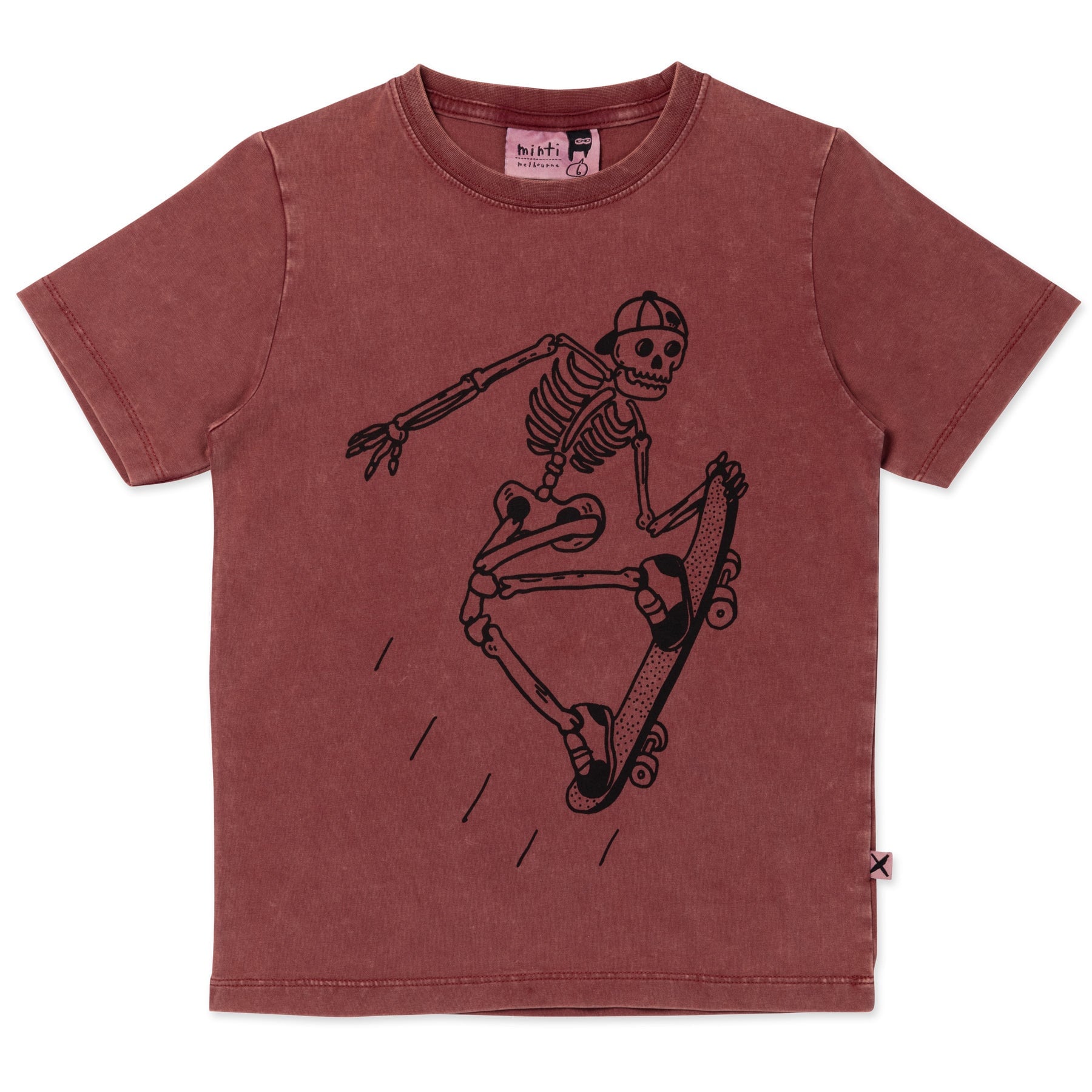 Speedy Skeleton Tee- Burnt Red Wash