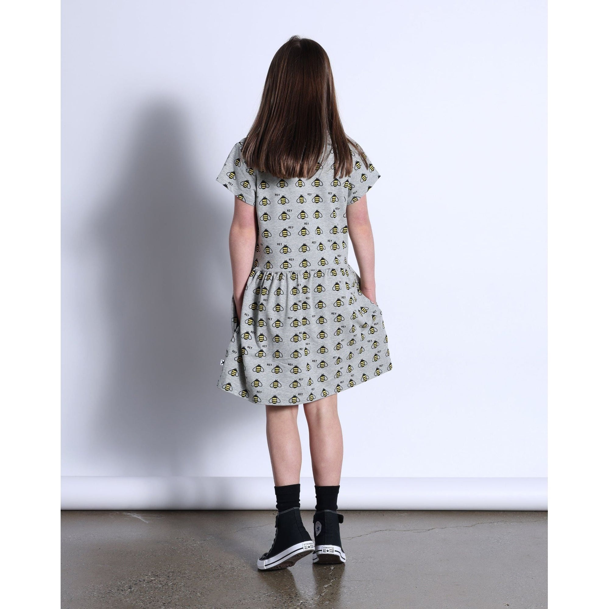 Lots Of Bees Dress- Grey Marle