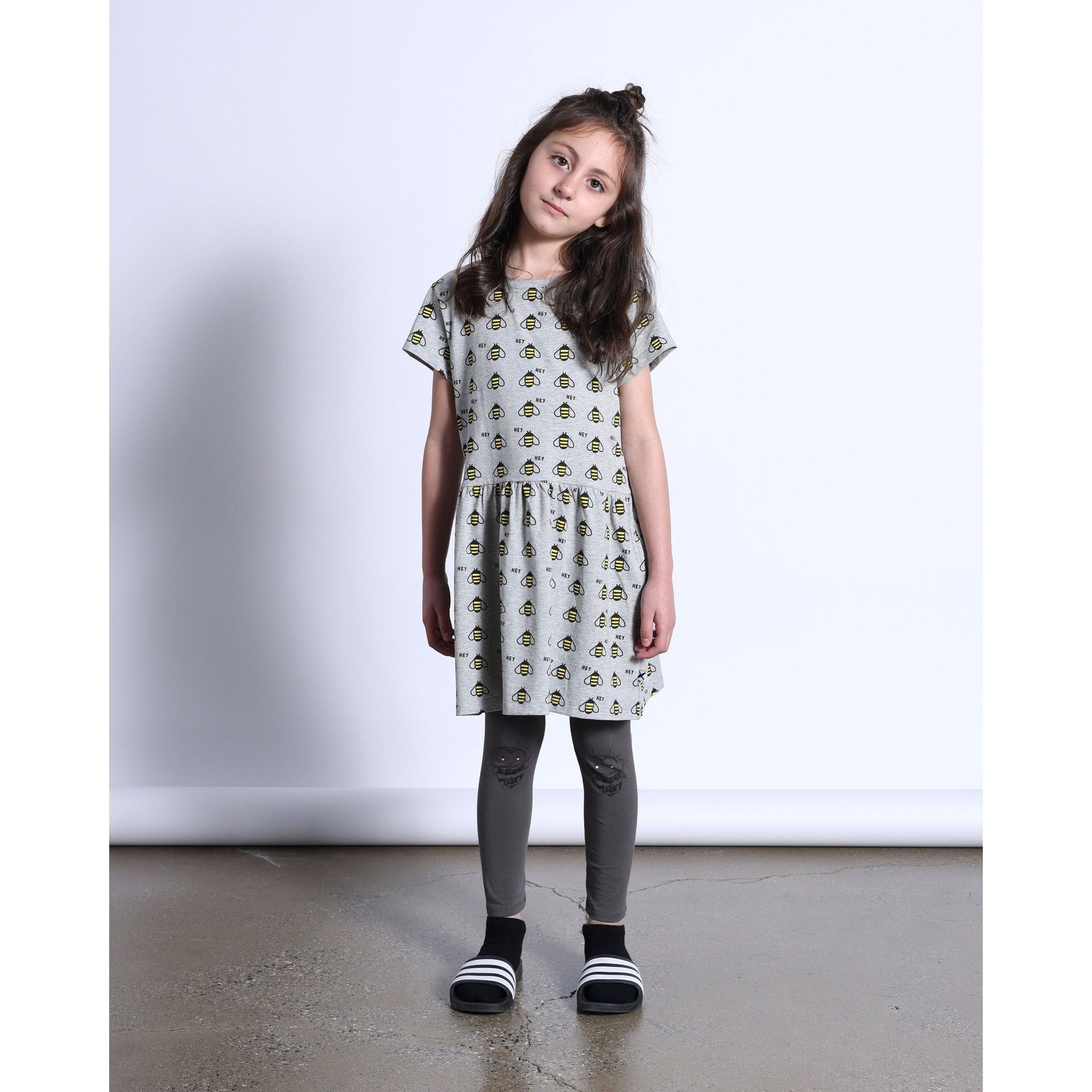 Lots Of Bees Dress- Grey Marle