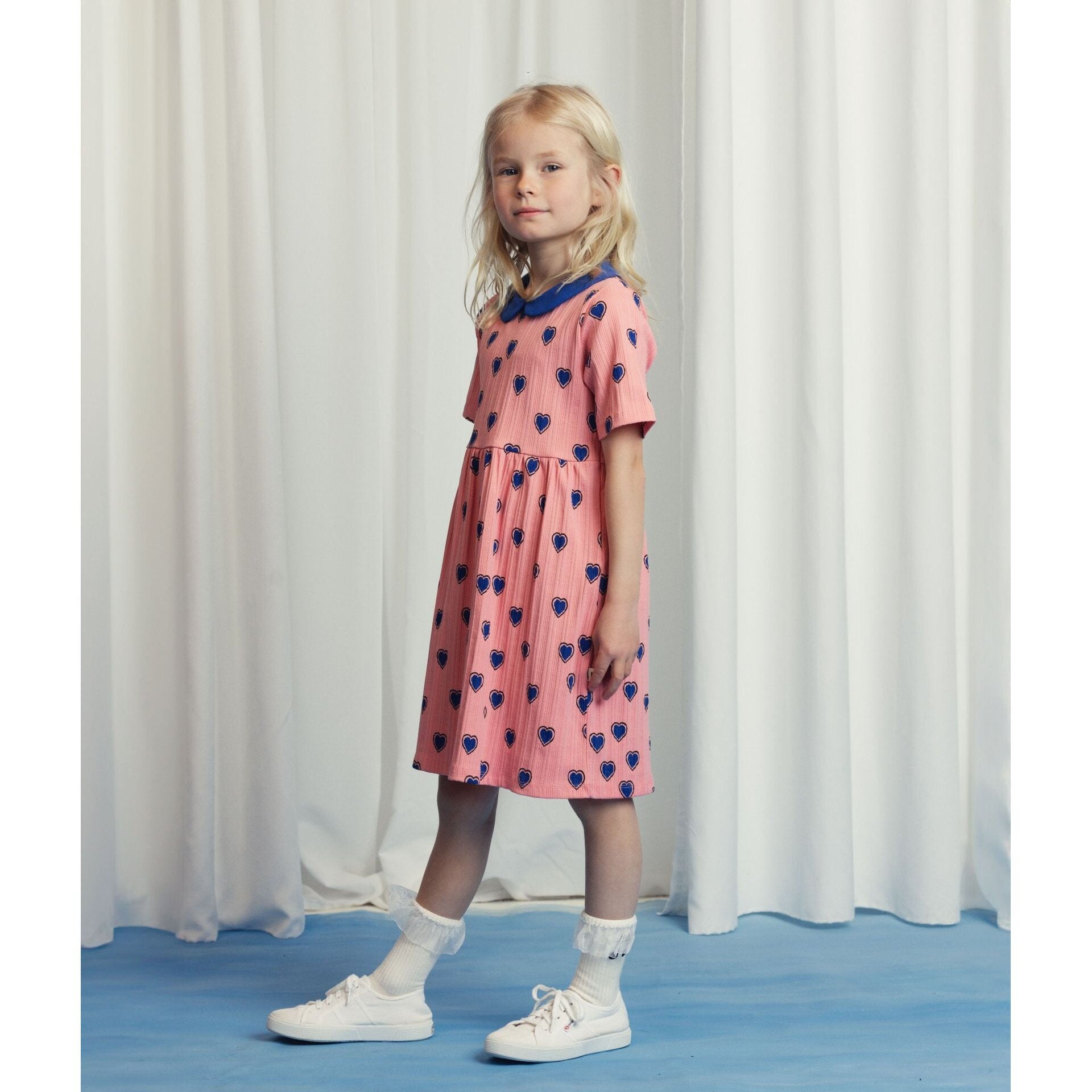 Outlined Hearts Aop Ss Dress