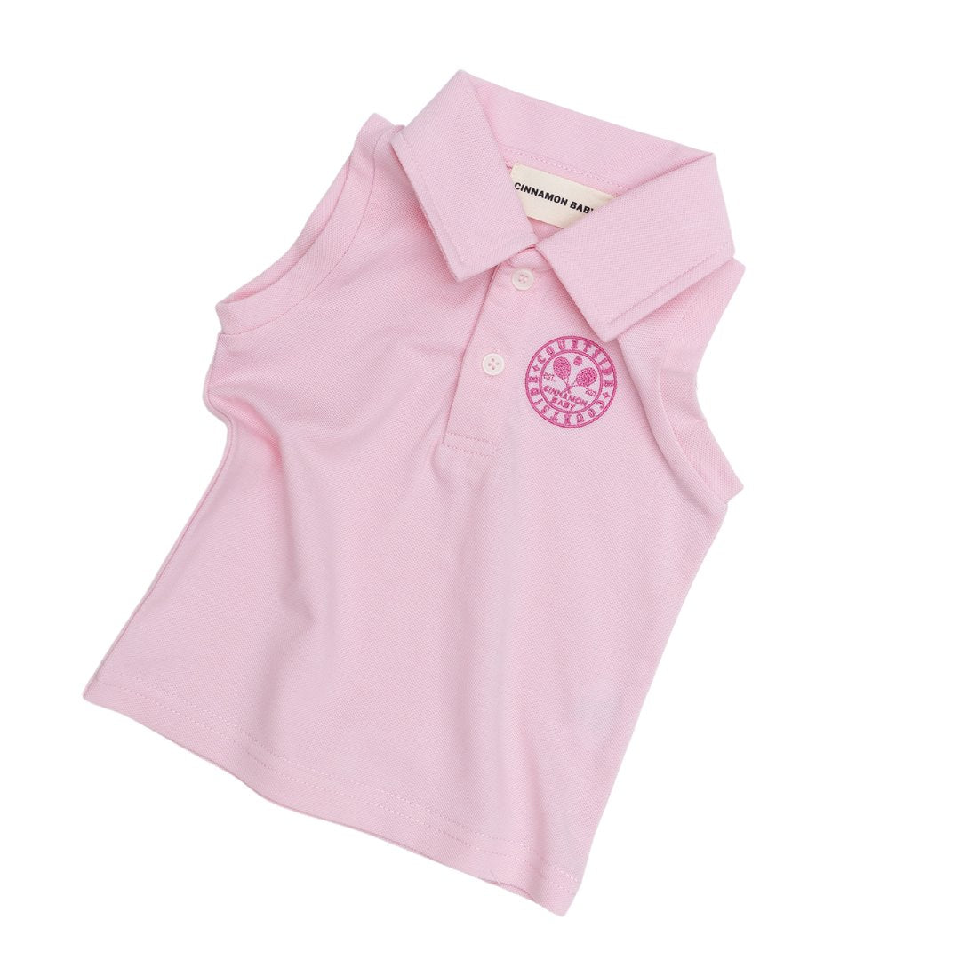 Sleeveless Polo Shirt - Baby Pink