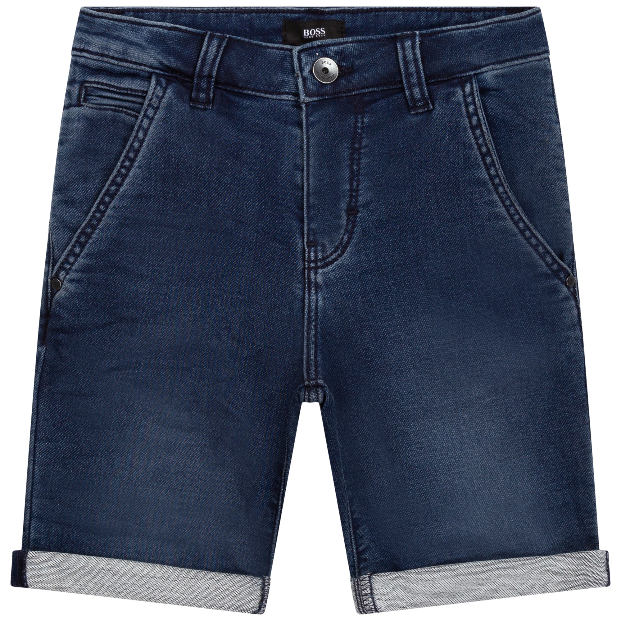 Fleece-Effect Denim Bermudas - Denim