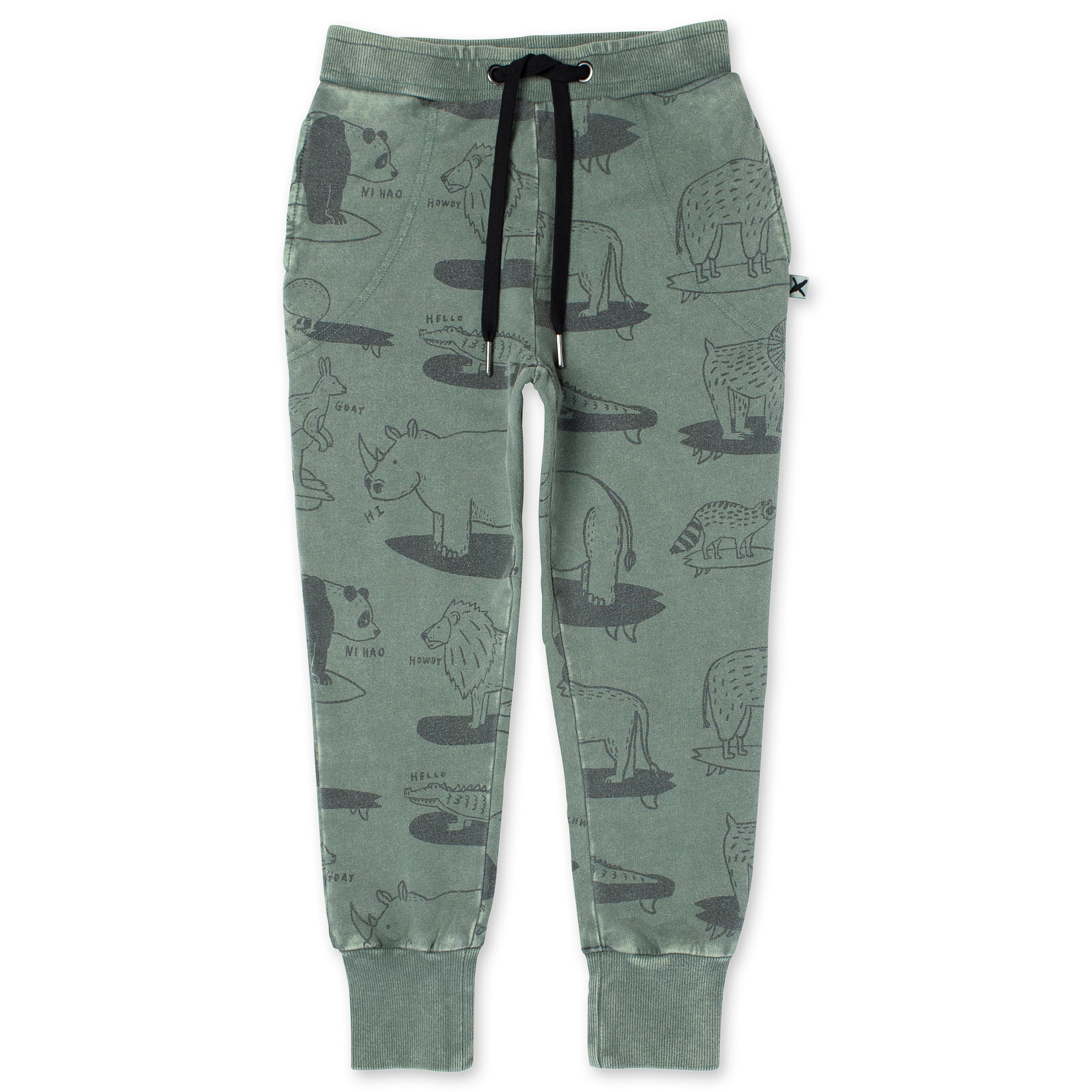 Animal Surfers Trackies - Olive Wash - Buckets and Spades