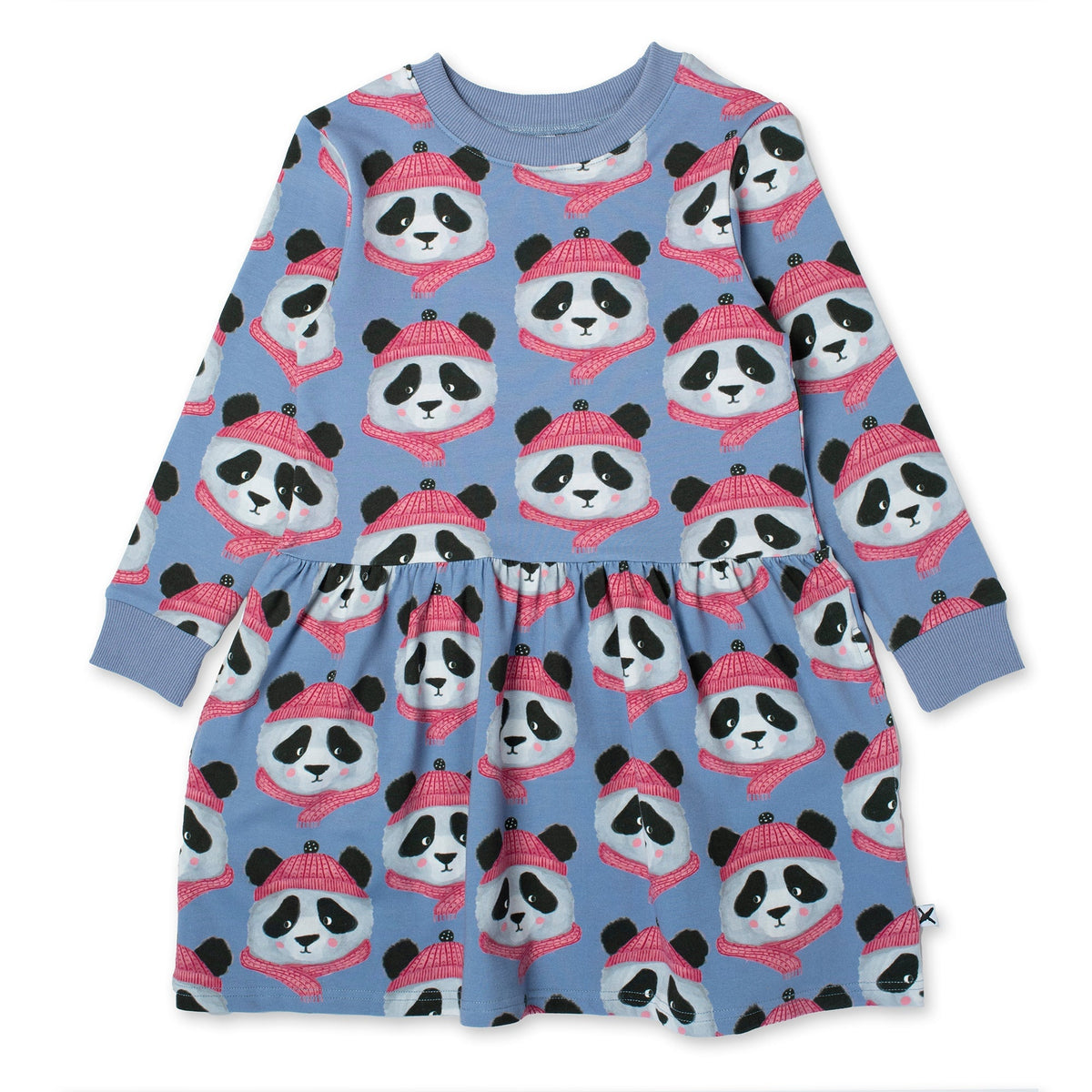 Warm Pandas Dress - Light Blue